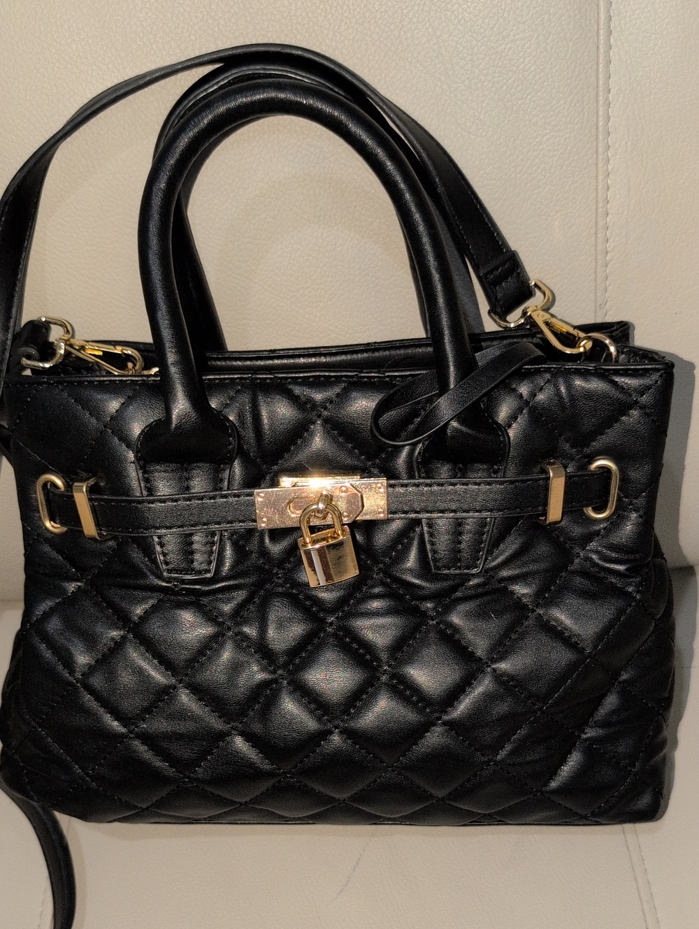 Badgley Mischka Black Diamond Quilted Mini Satchel Tote